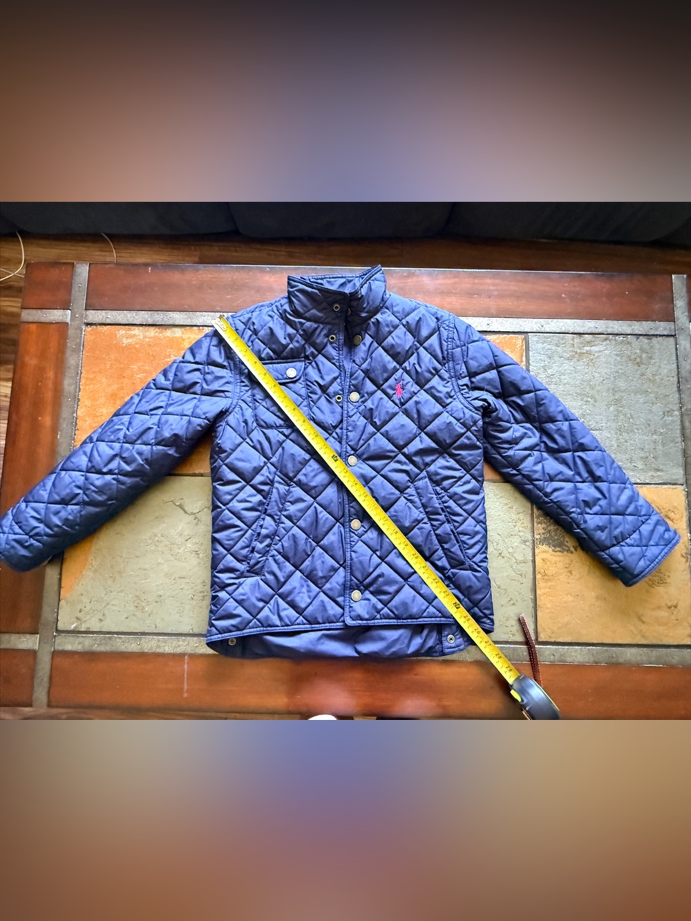 Polo Ralph Lauren navy puffer jacket 19” ptp luxury red pony outdoor camp hike